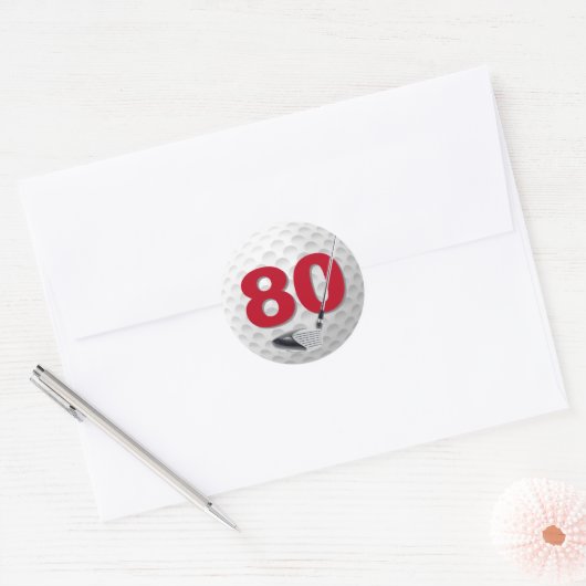 Sticker Rond 80e anniversaire Golf Ball Design (Enveloppe)