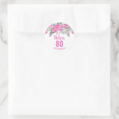 Sticker Rond 80e anniversaire rose aquarelle floral (Sac)