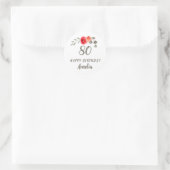 Sticker Rond 80e anniversaire Script Aquarelle Floral Femme (Sac)