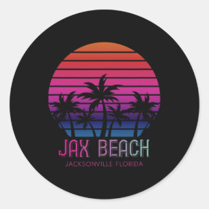 Sticker Rond 80s 90s Retro Colors Jacksonville Florida Vacation