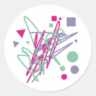 Sticker Rond 80s design quatre-vingts vintage splash medley art