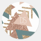 Sticker Rond 80s rétro Abstrait | les années 70 Monogramme vert (Devant)