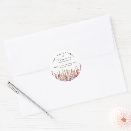 Sticker Rond 80th Birthday August Birth Flower Custom Favor (Enveloppe)