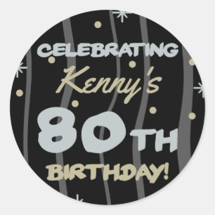 Sticker Rond 80th Birthday Party Ajouter votre nom