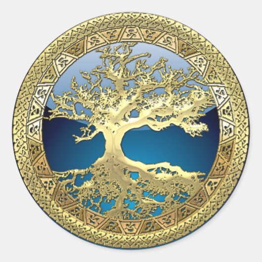 Sticker Rond [81] Golden Celtic Tree of Life [3D] (Devant)