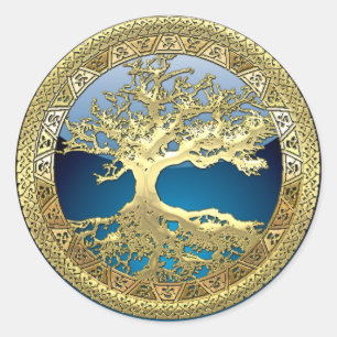 Sticker Rond [81] Golden Celtic Tree of Life [3D]