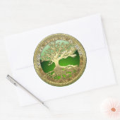 Sticker Rond [81] Golden Celtic Tree of Life [3D] (Enveloppe)