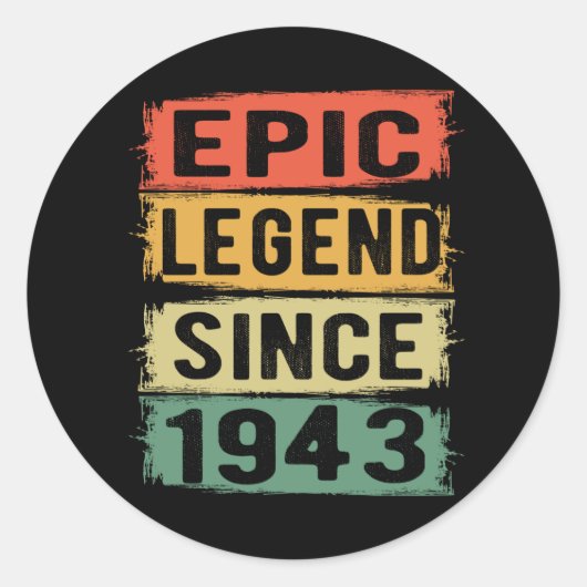 Sticker Rond 82 Ans Anniversaire 1943 Epic Legend 82e Anniversa (Devant)
