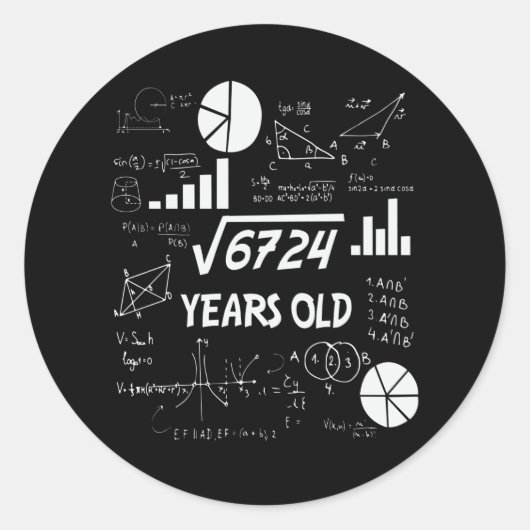 Sticker Rond 82 Ans Enseignant en mathématiques Anniversaires 8 (Devant)