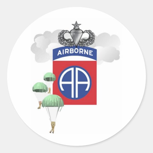 Sticker Rond 82e Aéronefs, Parachutistes, Ailes Supérieures (Devant)