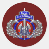 Sticker Rond 82e division aéroportée Conception personnalisée g (Devant)