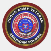 Sticker Rond 82e division aéroportée Fière vétéran (Devant)