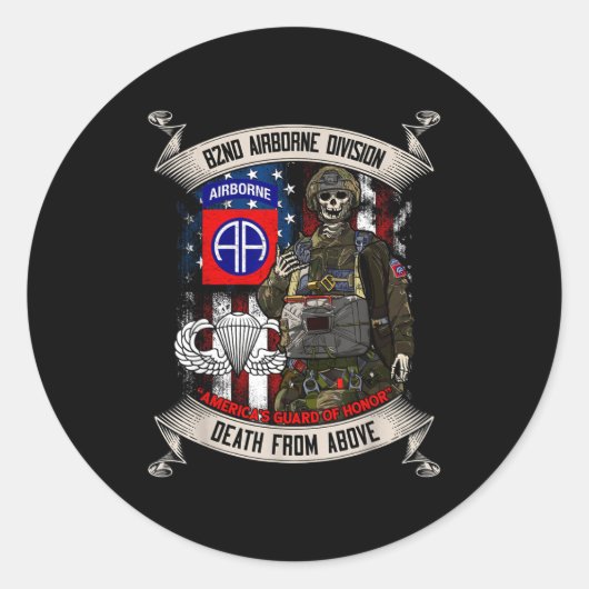 Sticker Rond 82nd Airborne Di Paratrooper Fort Bragg Jump Wings (Devant)