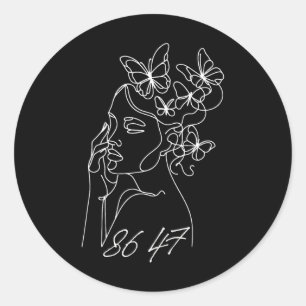 Sticker Rond 8647 Anti Trump Floral Resist 86 47 Empêchez Trump