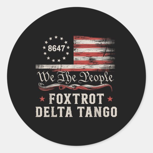 Sticker Rond 8647 Foxtrots Deltas Tangos America Flag (Devant)