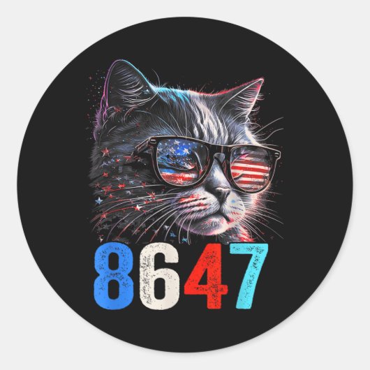 Sticker Rond 8647 Rétro 86 47 Amoureux de les chats (Devant)