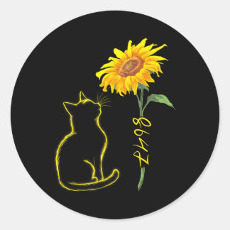 Sticker Rond 8647 Subtil Anti Trump 86 47 Chat Tournesol Floral