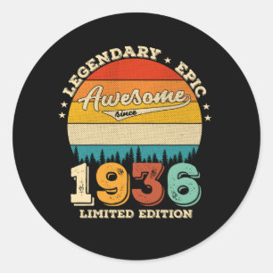 Sticker Rond 86 Ans Awesome depuis 1936 86e Anniversaire Cadeau