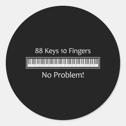 Sticker Rond 88 Touches 10 Doigts Pas de problème Piano Clavier (Devant)