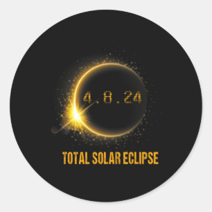 Sticker Rond 8 24 Éclipse Solaire Total 2024 04.08.24