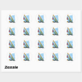 Sticker Rond 8 ans 8e anniversaire grue mobile Dinosaur (Feuille)