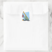 Sticker Rond 8 ans 8e anniversaire grue mobile Dinosaur (Sac)