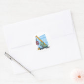 Sticker Rond 8 ans 8e anniversaire grue mobile Dinosaur (Enveloppe)