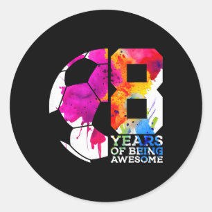 Sticker Rond 8 Ans de Football Génial 8ème Anniversaire _1