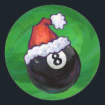 Sticker Rond 8 Bal Christmas Green<br><div class="desc">Huit ornements de Noël, cadeaux et décorations amusantes présentent notre art original à 8 balles, tous décorés pour les vacances. Ce ballon de piscine décoré de vacances est parfait pour tous ceux qui aiment jouer au billard et décorer pour les vacances. Amusez-vous un Noël joyeux et amusant. Tout est amusant...</div>