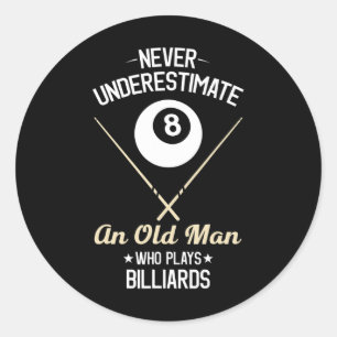 Sticker Rond 8 Ball Pool Drôle Billard Joueur Lover Papa Cadeau