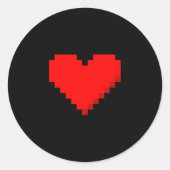 Sticker Rond 8 Bit Heart Retro Valentines Day Xel Artwork (Devant)