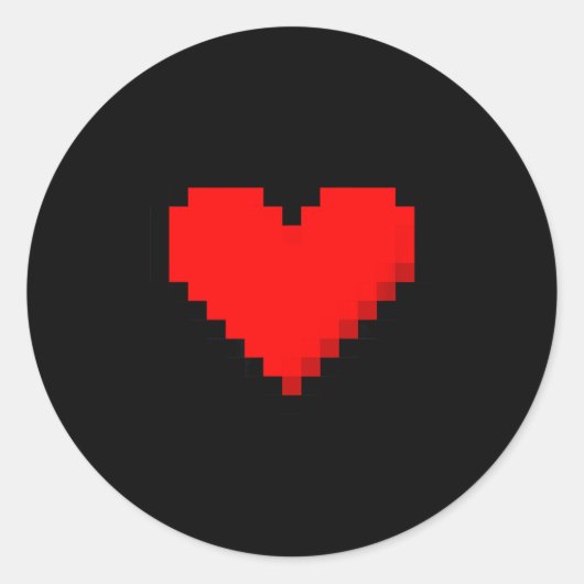 Sticker Rond 8 Bit Heart Retro Valentines Day Xel Artwork (Devant)