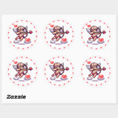 Sticker Rond 8 bit Valentine's day rétro cupid (Feuille)