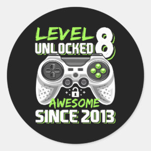 Sticker Rond 8 Déverrouillé Awesome 2013 jeu vidéo 8e anniversa