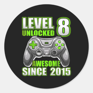 Sticker Rond 8 Déverrouillé Awesome 2015 jeu vidéo 8e anniversa