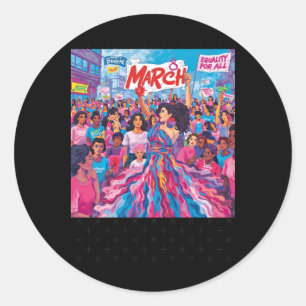 Sticker Rond 8 mars Manifestation pour l'autonomisation des fem
