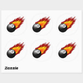 Sticker Rond 8Balle avec flammes (Feuille)