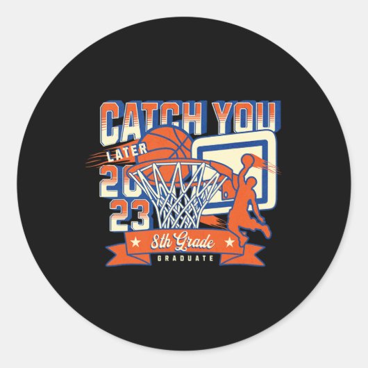 Sticker Rond 8e année de basket-ball 2023 collège (Devant)