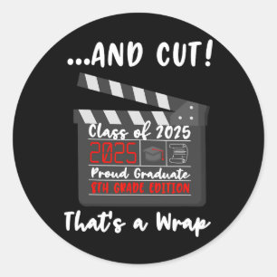 Sticker Rond 8e année Graduation 2025 Funny Graduate Dernier jo