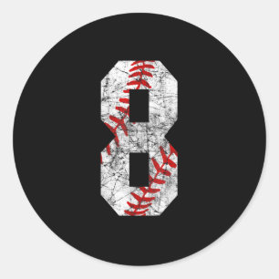 Sticker Rond 8e anniversaire Baseball Grand nombre Huit 8 ans