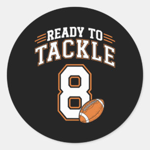 Sticker Rond 8e anniversaire Football Amour 8 ans Prêt à Ta