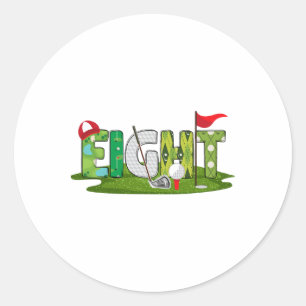 Sticker Rond 8e anniversaire Golf Thème 8 ans Enfants Sport Par