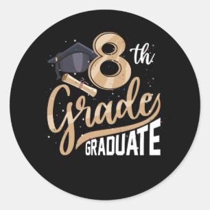 Sticker Rond 8e classe de fin d'études 2022 Graduation Senior
