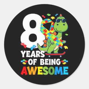 Sticker Rond 8e fête d'anniversaire de l'autisme 8 ans autiste
