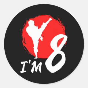 Sticker Rond 8e fête d'anniversaire Karate Huit ans Karate