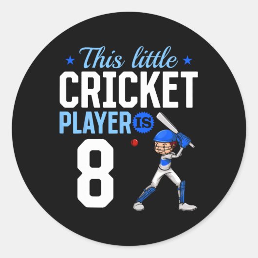 Sticker Rond 8th Birthday Cricket Player  (Devant)