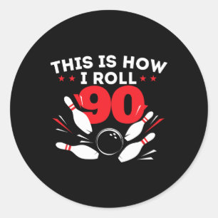Sticker Rond 90e anniversaire Bowling Lover 90 ans Anniversaire
