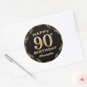 Sticker Rond 90e anniversaire de la Parties scintillant Black a (Enveloppe)