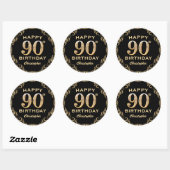 Sticker Rond 90e anniversaire de la Parties scintillant Black a (Feuille)