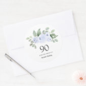 Sticker Rond 90e anniversaire fête Rose bleu Eucalyptus (Enveloppe)